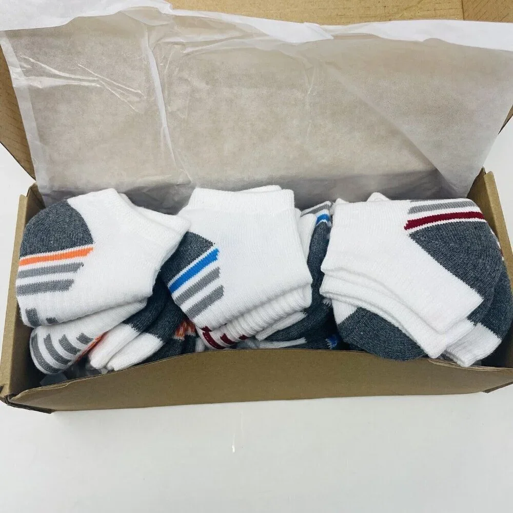 Ecoey Toddler Boys Small 6-10.5 No Show Cushioned Athletic Running Socks 12 Pack